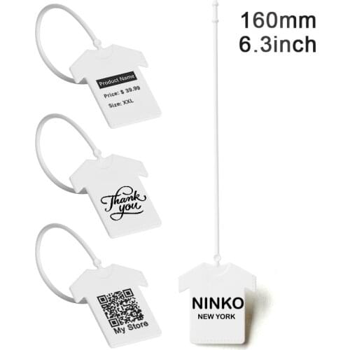 160mm/6.3"Personalized Garment Tag Plastic Clothes Labels Disposable Custom Customized Price Gift Tag for Clothing Shirt 1000X
