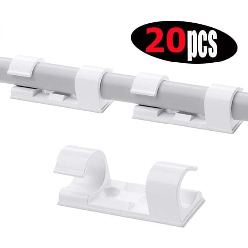 20pcs/lot Cable Organizer Clips Cable Clips Management cable organizer ABS Wire Cord Holder USB Charging Data Line protector