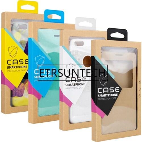 500pcs Universal Mobile Phone Kraft paper PVC Package Box Retail Packaging Box For mobile phone shell iphone X 7 6 6plus case