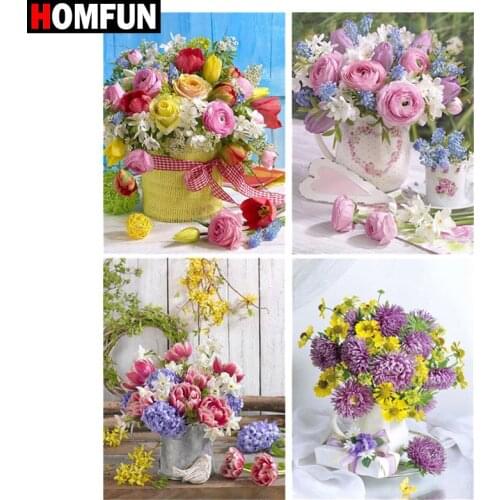 HOMFUN Diamond Painting "Flower landscape" DIY 5D Diamond Embroidery Sale Full Set Rhinestone Cross Stitch Home Decor