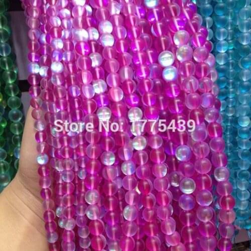 Free Shipping 6 8 10 12mm Discolor rose red Rock Crystal Quartz Round Gem Loose moon Beads Strand DIY Creative Jewellery Making