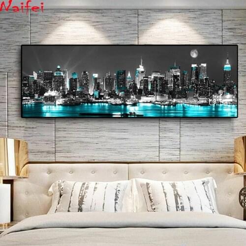 Large 5D Diamond Painting New York Black And White City Landscape Home Decoration Full Drill Embroidery Handicraft Art Kits
