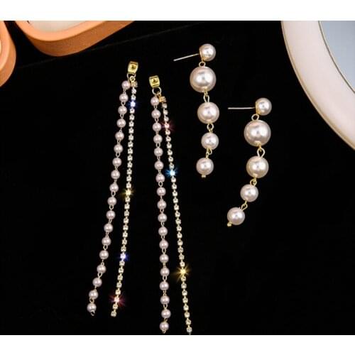 Large Pearl Long Tassel Earrings Pendant Earrings Declaration Bridal Earrings Accessories Jewelry Suitable for Ladies