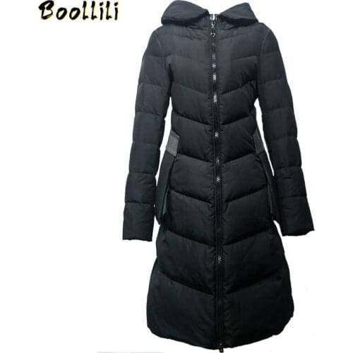 Boollili 2020 Long Down Jacket Woman Hooded Winter Coat Puffer Jacket Women Korean Warm Duck Down Coats Doudoune Femme Hiver