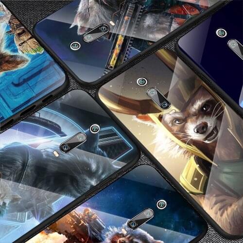 Marvel Rocket Raccoon Bear For Xiaomi Redmi K40 K30 K20 9T 9C 9A 9 8A 7 Pro Plus Tempered Glass Luxury Cover Phone Case