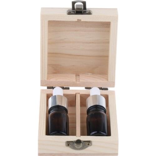 2 Grids 15ml Mini Wooden Essential Oil Storage Box Jewelry Organizer Case
