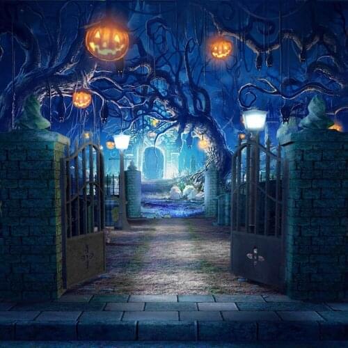 Halloween Backdrop Forest Branches Pumpkin Lantern Gate Photography Background Photozone Vinyl Photophones For Photos Photocall