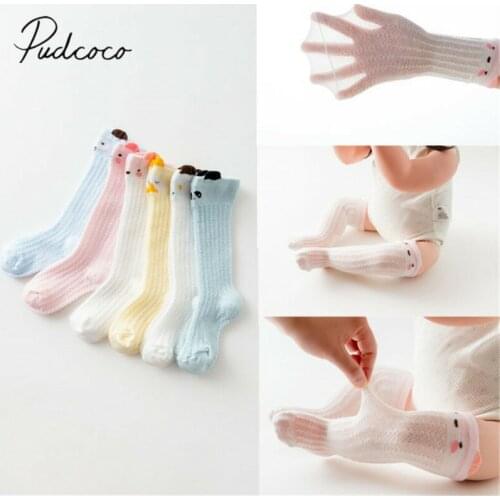 2020 Baby Leg Warmers Newborn Baby Girl Knee High Long Pom Cartoon Bow Stockings High Hollow Out Breathable Leg Warmer