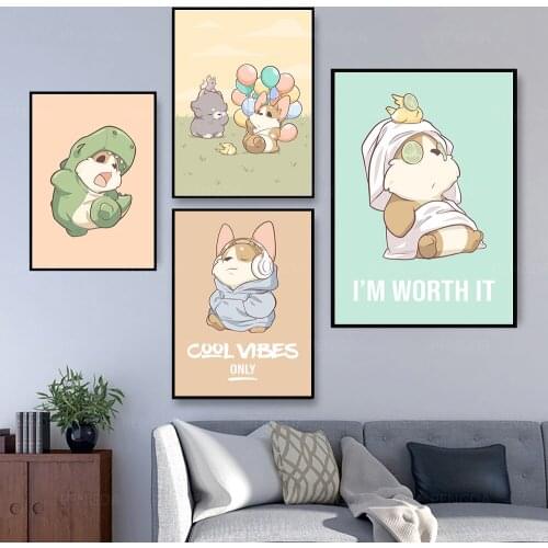 Canvas Cartoon Dog Sheep Modern Cute Beautiful Picture Home Decoration Painting Wall Art Prints Poster Modular Frame Living Room