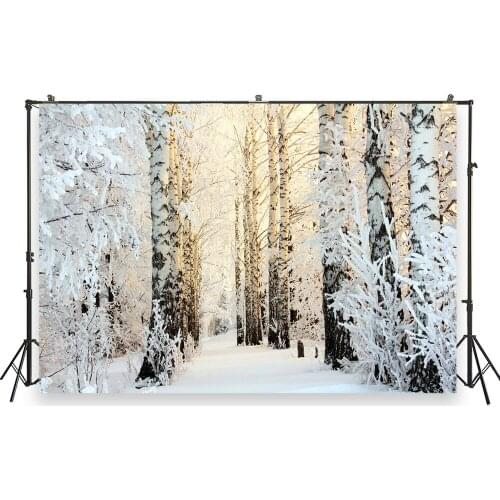 HUAYI Photography Backdrop Christmas Photo Background Christmas Xmas Family Snowy Winter Forest Studio Photobooth BackdropXT7188