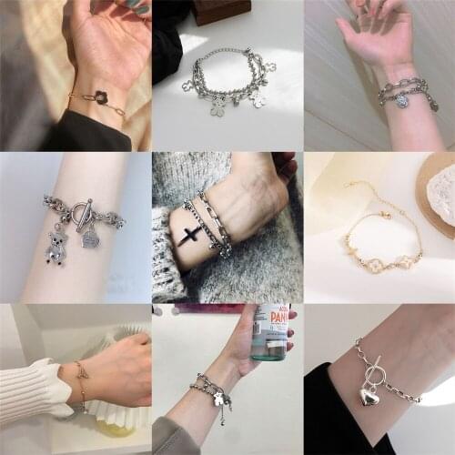 Exquisite Round Coin Bracelets for Female AAA Cubic Zirconia Geometry Bowknot Flower ​Crystal Bead Chain Fine Jewelry