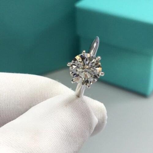 S925 Silver Plated Classic Six Claws Moissanite Diamond Ring D Color Passed Diamond Test Perfect Cut Womens Luxury Jewelry