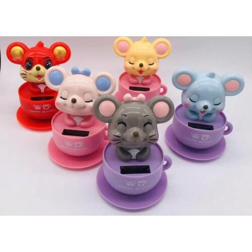 Creative Dancing Toy Rat Solar Powered Dancing Dolls Swinging Animated Bobbles