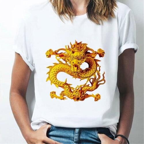 Mighty Dragon Printed Summer T-shirt Harajuku Tee O-neck Tshirt Short-sleeved Tee Shirt Women 2021 New Fashion Tshirt
