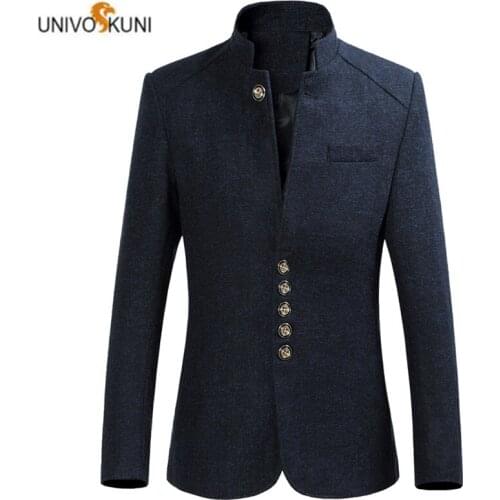 2019 Mens Suit Standing Causal Collar Suits Slim Fit Male Solid Color Overcoat Business Brand Big Size 6XL Blazer Clothes