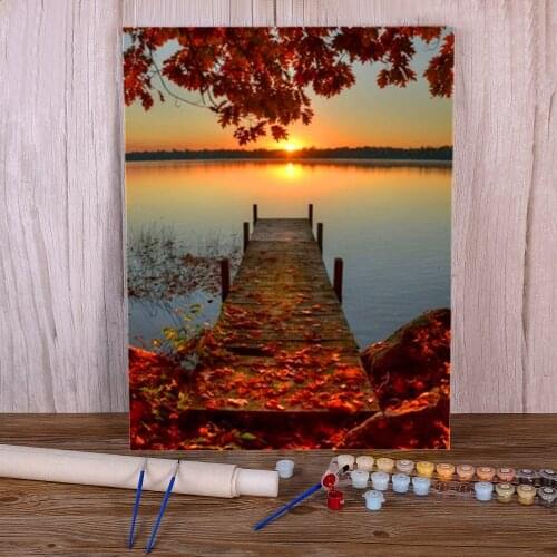 Landscape Sunset Painting Package Oil 50*70 Boards Wall Decoration Wall Handiwork Paint Kit Acrylic Wholesale