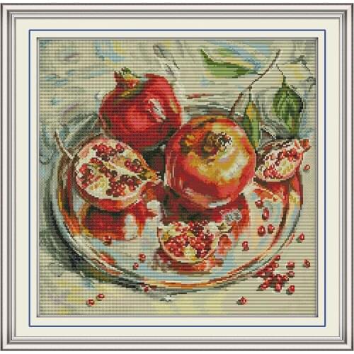 Pomegranate cross stitch kit aida 14ct 11ct count printed canvas stitches embroidery DIY handmade needlework