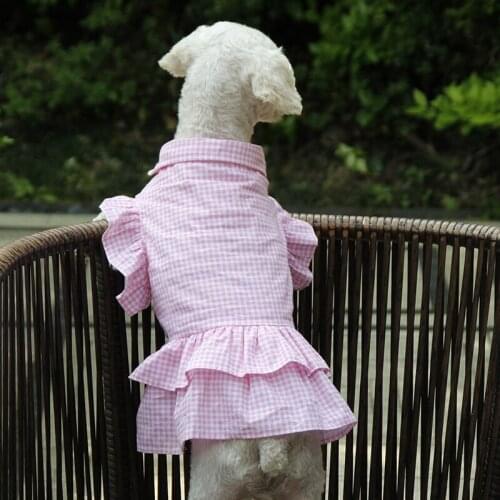 New Pet Clothes 2021Spring Summer Thin Models Cute Pet Plaid Dress Small Medium Sized Pet Teddy Bichon Clothes For Large Dog Cat