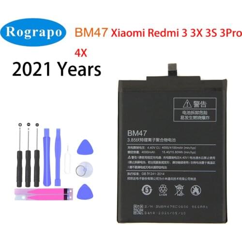 New Original BM47 4000mAh Replacement Battery For Xiaomi Redmi 3 3S 3X 4X Hongmi 3 BM 47 Cell Mobile Phone