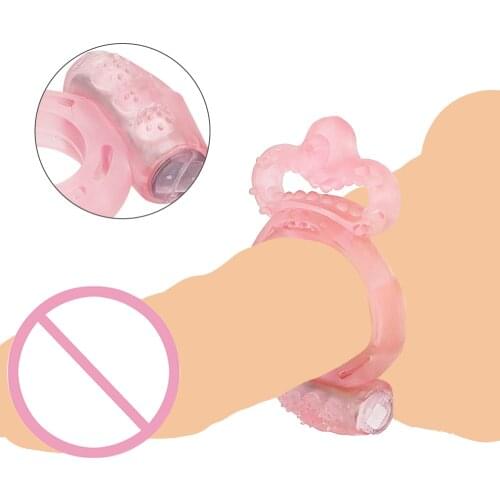 OLO Double Cock Ring Sex Toys for Men Vibrator Penis Rings Delay Ejaculation Male Chastity Device Clitoris Stimulate