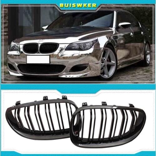 A Pair Gloss Black Car Front Sport Kidney Grilles Grill For BMW 5 Series M5 E60/E61 525i 528i 528xi 530i 2003-2010 Car Styling