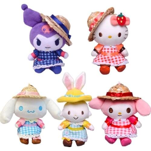 10CM Kawaii Sanrioed Plush Toy Rainbow Paradise Valentines Day Collection Kuromi Brooch Pendant Soft Stuffed Toy Girls Gift