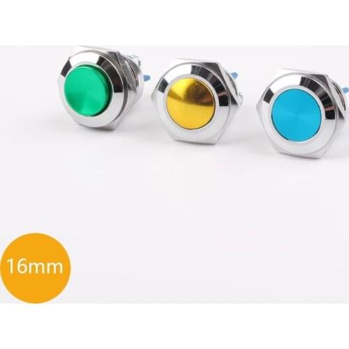 16mm Semi-oxidated Metal Push Button Switch Momentary Red Black Blue Gold Green Screw/welding Pin Car / computer / doorbell DIY