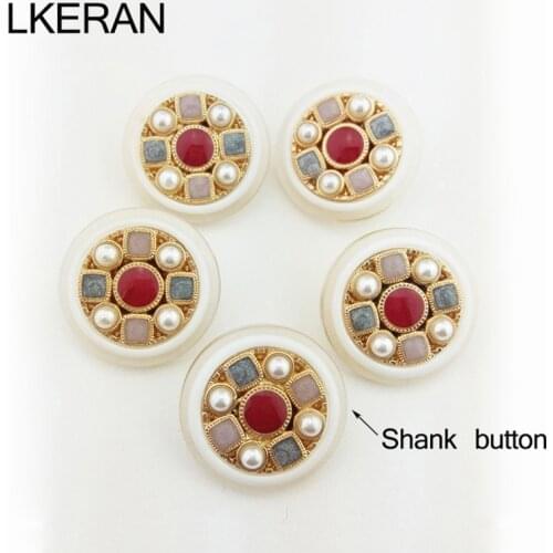 2020 New Metal Resin Buttons 5pc/bag Pearl Shank button Clothing Accessories milky Button Overcoat Shirt Down Clothing Button