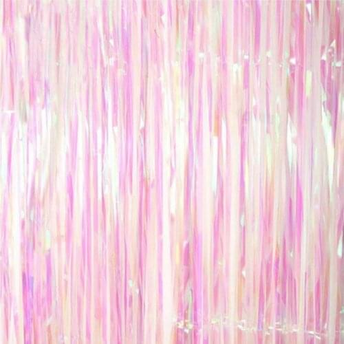 Pink Shimmer Iridescent Foil Fringe Curtain Party Decor Background Colorful Unicorn Backdrop Party Holiday Decoration