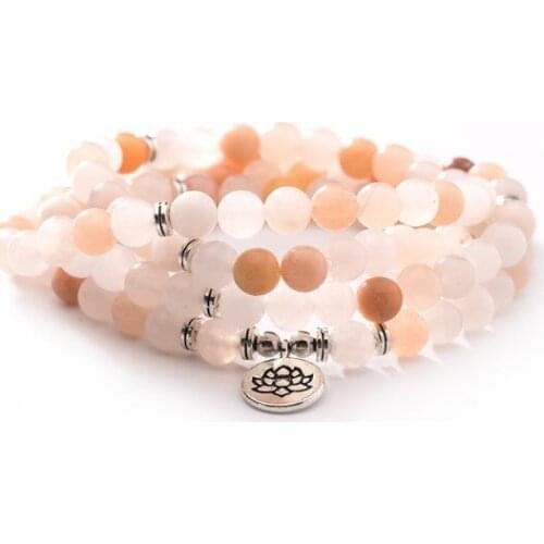 Pink 108 beads 8mm elastic adjustable Lotus life tree Buddha OM eye Chakra Reiki agate Onyx Yoga Bracelet necklace hgh3