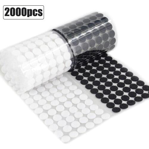 1000 Pairs 10mm Self Adhesive Fastener Tape Dots Strong Glue Magic Sticker Disc White Black Round Coins Hook Loop Tape