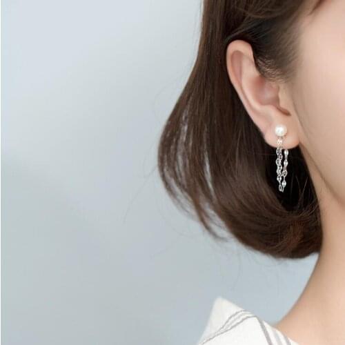 Earrings 100% 925 Sterling Silver Drop Earrings Silver Jewelry with Pearl