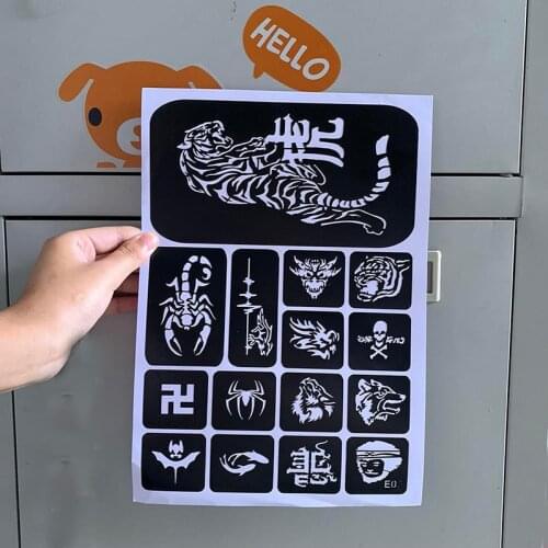 Tattoo Stencils Lion Tiger Glitter Tattoo Stencil Henna for Men Drawing Template BIG Powerful Wolf