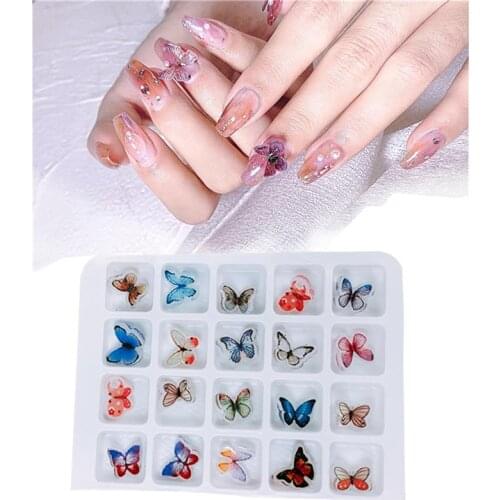 20PCS Nail Gem Creative Fashion Resin 3D Multicolor Butterfly-Shape Nail Charm Nail Stud for Women Girl Art Decals Decoration