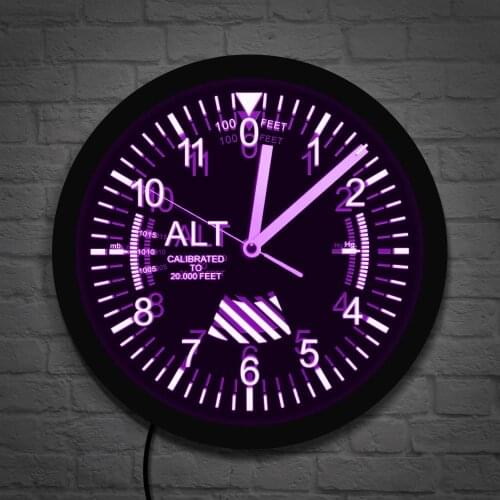 Military Altitude Meter Tracking LED Wall Clock Altimeter Wall Watch Air Plane Altimeter Instrument Style Clock Gift For Pilot