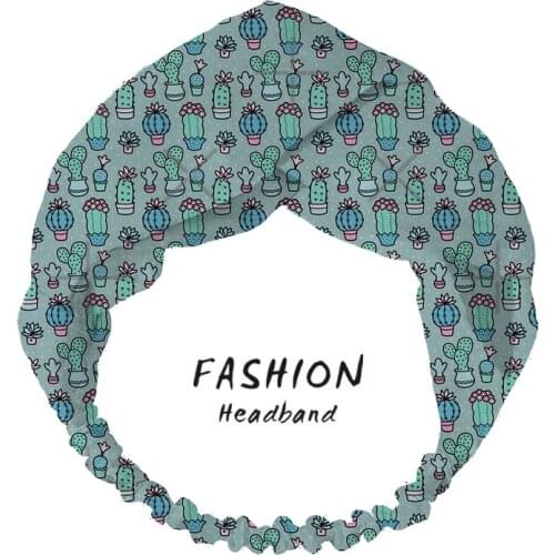 2020 Women Hair Accessories Pretty Cacti Cactus flowers Chiffon Headband Cross Elastic Hair Band Headband Headwear Scrunchies