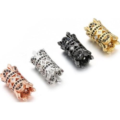 1*1.7cm Lace round tube hollow micro pave cz cubic zirconia spacer beads metal Crystal bracelet making silver gold plated cgf2f