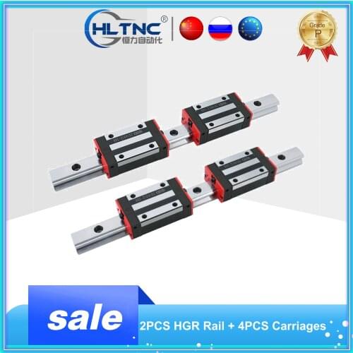 2PCS HGR15 HGR20 Square Linear Guide Rail 1000/1200/1500mm + 4PCS Slide Block Carriages HGH15CA/HGH20CA For CNC Router Engraving
