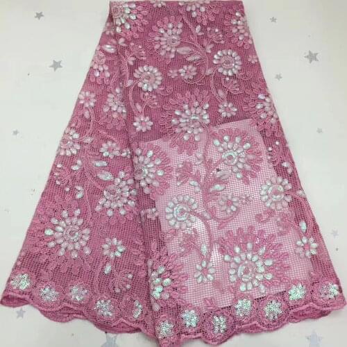 African Lace Fabric 2021 High Quality Lace Sequin Embroidered Tulle Mesh Fabric Latest Nigeria Lace Fabric D4172