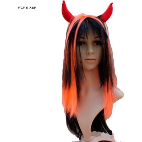 Synthetic lace Hell Devil Peluca cosplay Accessories Halloween Demon Costumes Carnival Purim Nightclub Bar Role play party props