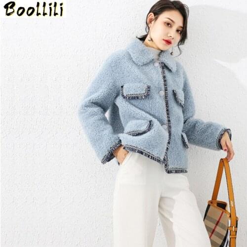 Boollili Sheep Shearing Real Fur Coat 100% Wool Jacket Women Clothes 2020 Autumn Winter Coat Women Korean Fashion Fur Tops