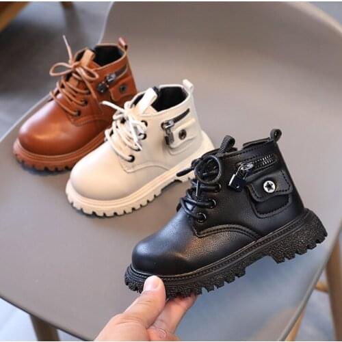 Girls Martin Boots Short Boots 2021 New British Style Boys Leather Boots Children Shoes Autumn Winter Fashion Brand Single Boots