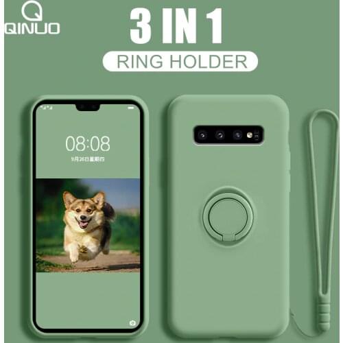 Liquid Silicone Ring Holder Phone Case For Samsung Galaxy S21 S20 FE S10 Plus Note 20 Ultra 8 10 Pro A51 A71 A50 A70 Stand Cover