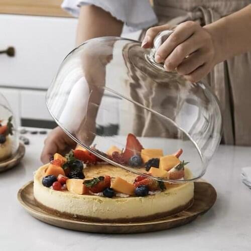 Dessert Plate Cup Mousse Cake Tray With Glass Cover Dessert Decorations Display Utensils