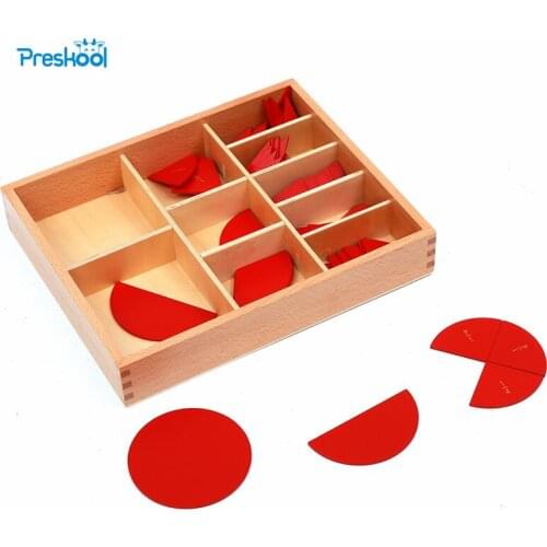 Baby Toy Montessori Cut-Out Labeled Fraction Circles 1-10 Teaching Aids Wood Board Education Preschool Kids Brinquedos Juguetes