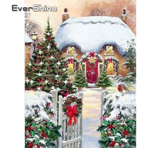 EverShine DIY Diamond Embroidery Full Display Winter Scenery Diamond Painting Full Drill Square Christmas Decorations For Home