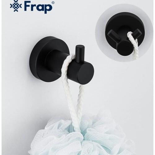 Frap Stainless steel Robe black hook wall mount single screw towel holder Bathroom Accessories clothes hook F30205