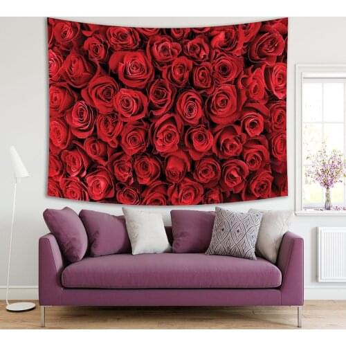 Tapestry Fresh Natural Red Roses Bouquet Flower Market Romantic Celebration Classic Decorative Photo Printed
