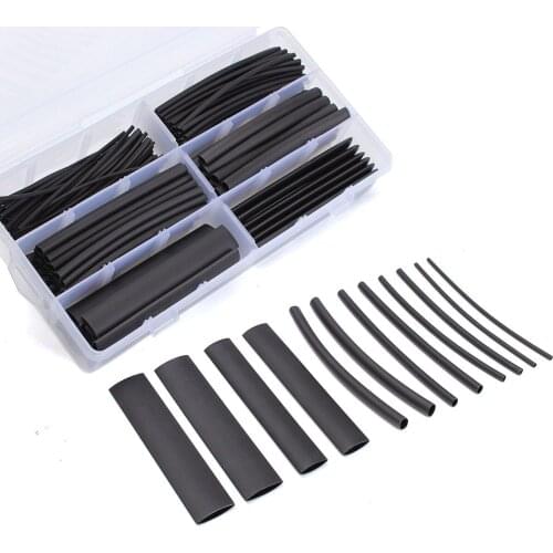 Hot Sale 200Pcs/Set Black Heat Shrink Tube Wire 6 Size 1 Color HeatShrink Tubes For Wrap Electrical Insulation Sleeving 10.4 Mpa