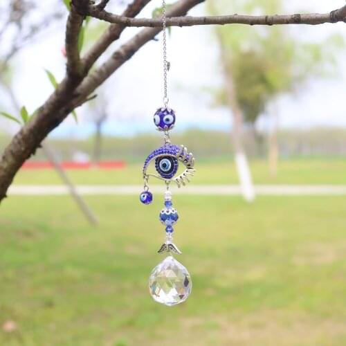 Butterfly Eye Crystal Pendant Colorful Beads Hanging Drop for Outdoor Indoor Garden Window Wedding Chandelier DIY